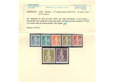 BERLINO 1949 75° anniversario UPU 7v MH* ©