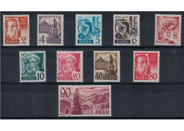 BADEN (OCC. FRANCESE) 1948 Personalità e vedute 10v MH*