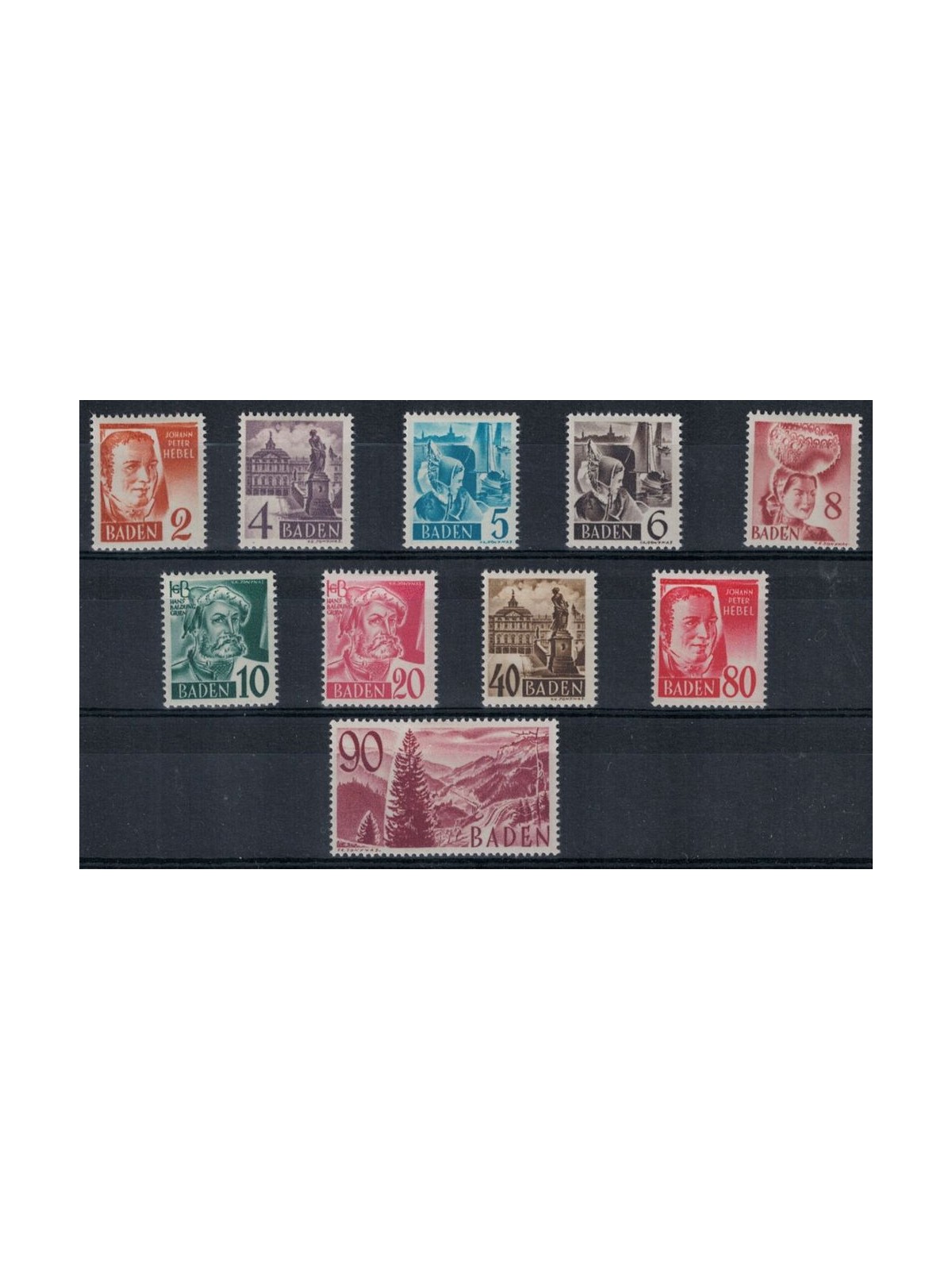 BADEN (FRENCH OCCUPATION) 1948 Personalities and Views 10v MH*