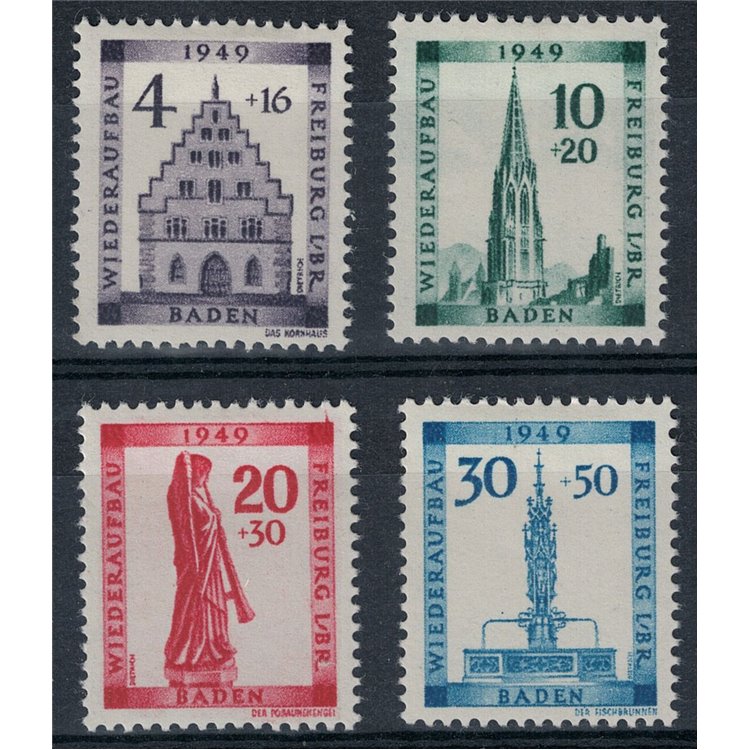 BADEN (FRENCH OCCUPATION) 1949 Pro Freiburg 4v MH*