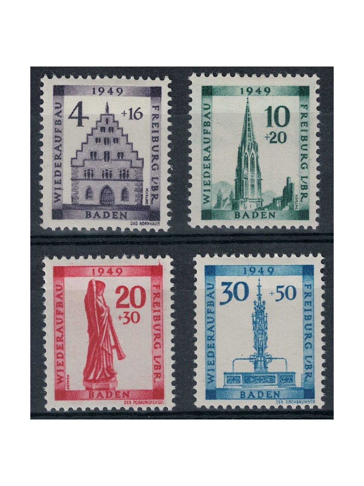 BADEN (OCC. FRANCESE) 1949 Pro Friburgo 4v MH*