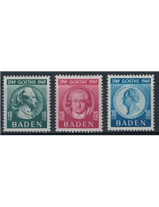 BADEN (OCC. FRANCESE) 1949 Goethe 3v MH*