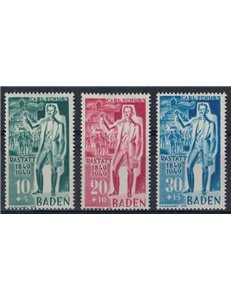BADEN (OCC. FRANCESE) 1949 Moti rivoluzionari 3v MH*