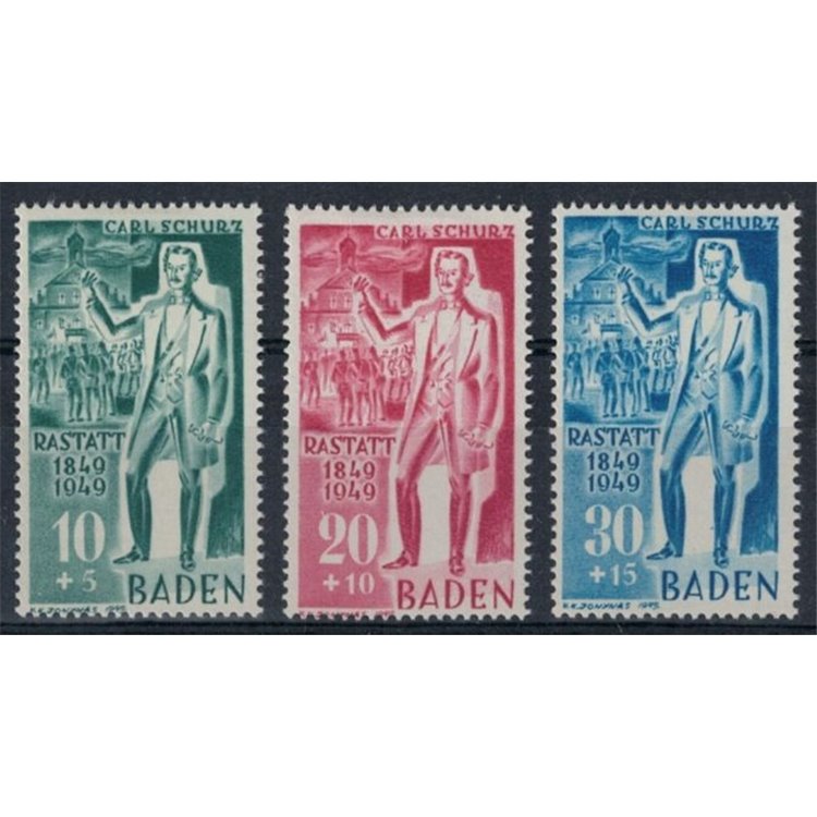 BADEN (FRENCH OCCUPATION) 1949 Revolutionary uprisings 3v MH*
