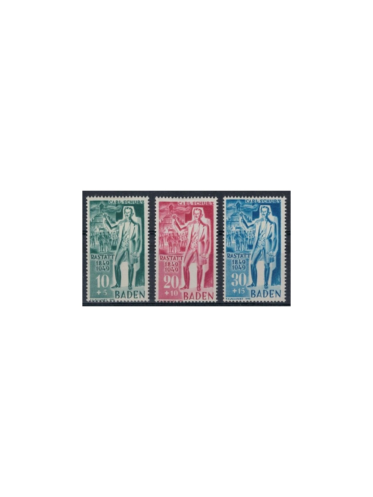 BADEN (FRENCH OCCUPATION) 1949 Revolutionary uprisings 3v MH*