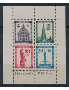 BADEN (OCC. FRANCESE) 1949 Pro Friburgo BF MNH**