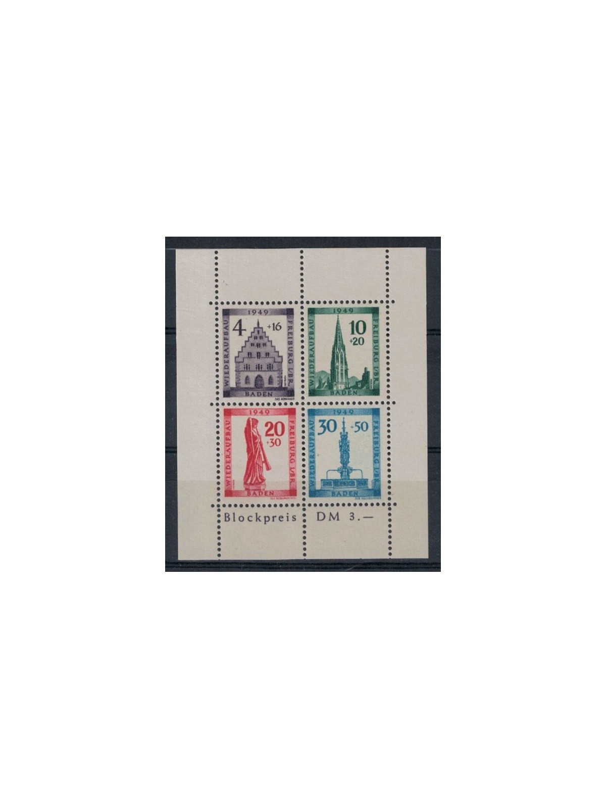 BADEN (FRENCH OCCUPATION) 1949 Pro Freiburg s/s MNH**