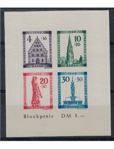 BADEN (OCC. FRANCESE) 1949 Pro Friburgo BF non dent. MNH**