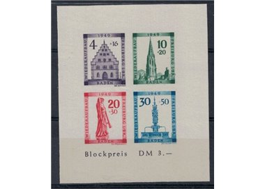 BADEN (FRENCH OCCUPATION) 1949 Pro Freiburg s/s not perforated MNH**