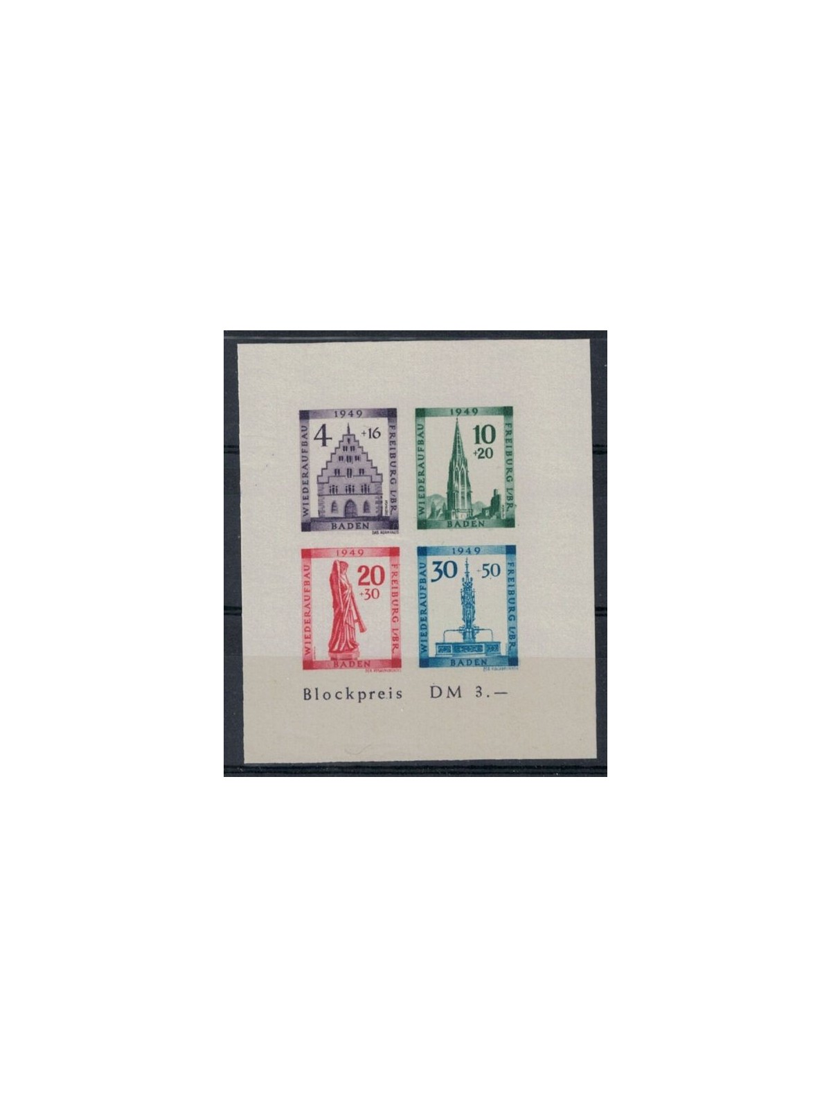 BADEN (OCC. FRANCESE) 1949 Pro Friburgo BF non dent. MNH**