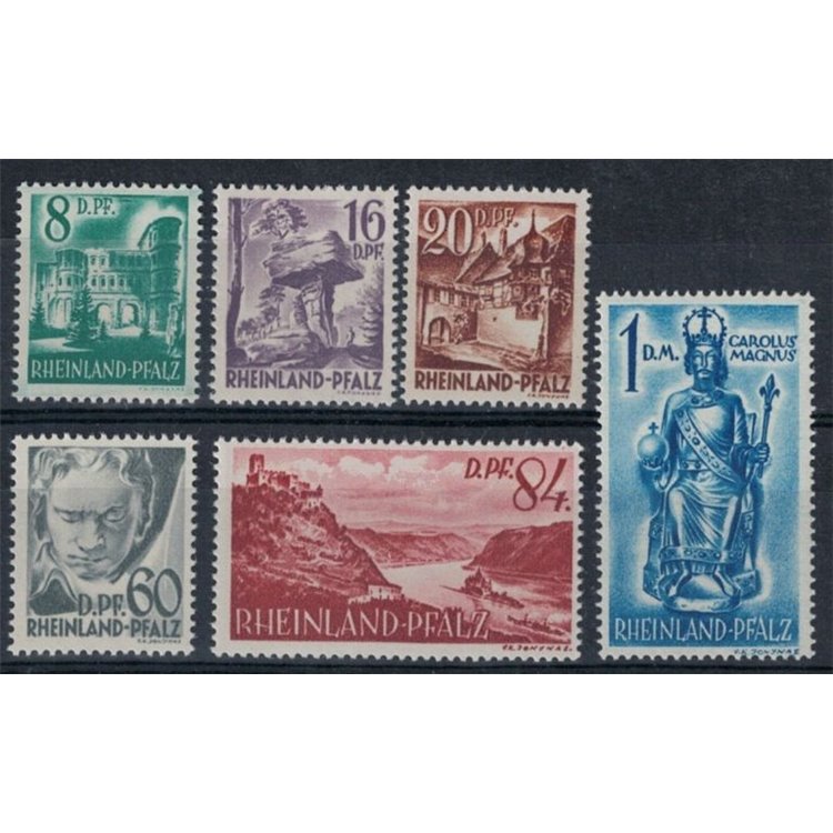 RHINELAND-PALATINATE (FRENCH OCCUPATION) 1948 Views 6v MNH**