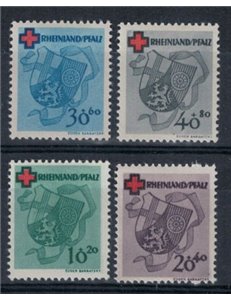 RENANIA PALATINATO (OCC. FRANCESE) 1949 Croce Rossa 4v MH*