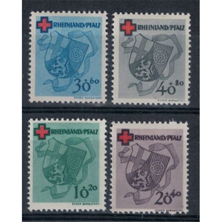 RENANIA PALATINATO (OCC. FRANCESE) 1949 Croce Rossa 4v MH*