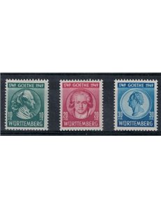 WURTTEMBERG (FRENCH OCCUPATION) 1949 Goethe 3v MH*