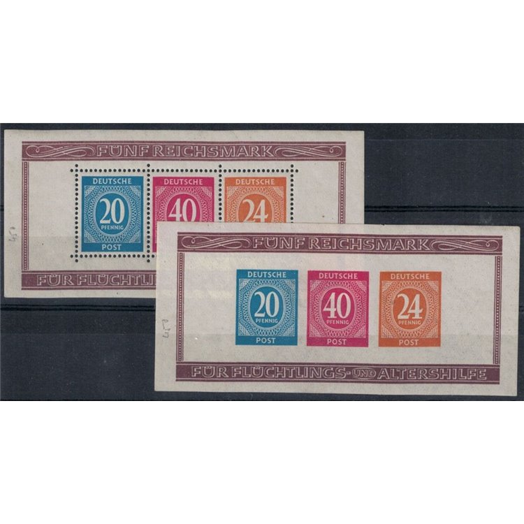 GERMANIA (OCC. ANGLO-AMERICANA-SOVIETICA) 1946 Esp. filatelica 2 BF MH*