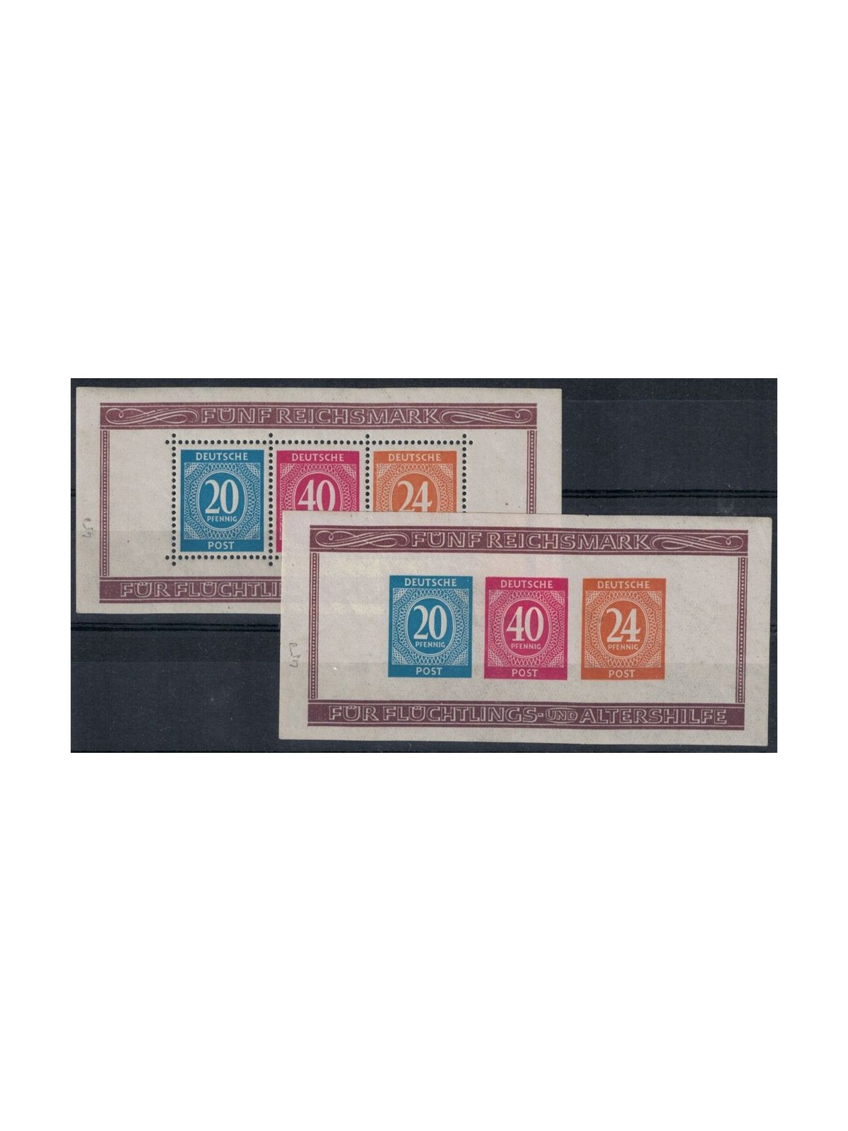 GERMANIA (OCC. ANGLO-AMERICANA-SOVIETICA) 1946 Esp. filatelica 2 BF MH*
