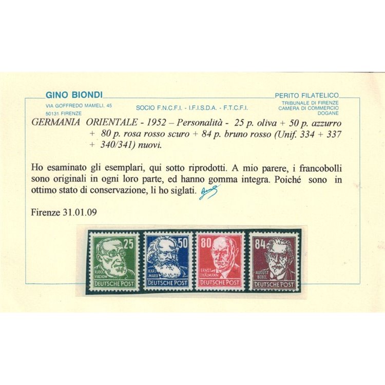 GERMANIA DDR 1952 Personalità della politica 15v MH* ©