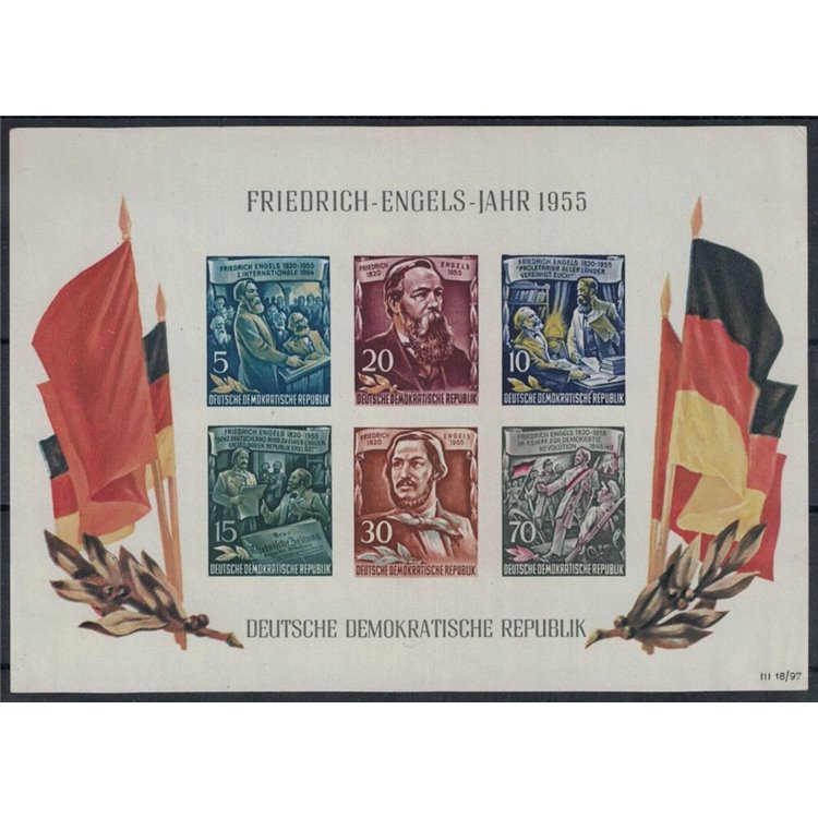 GERMANY GDR 1955 Friedrich Engels 1 s/s MNH**