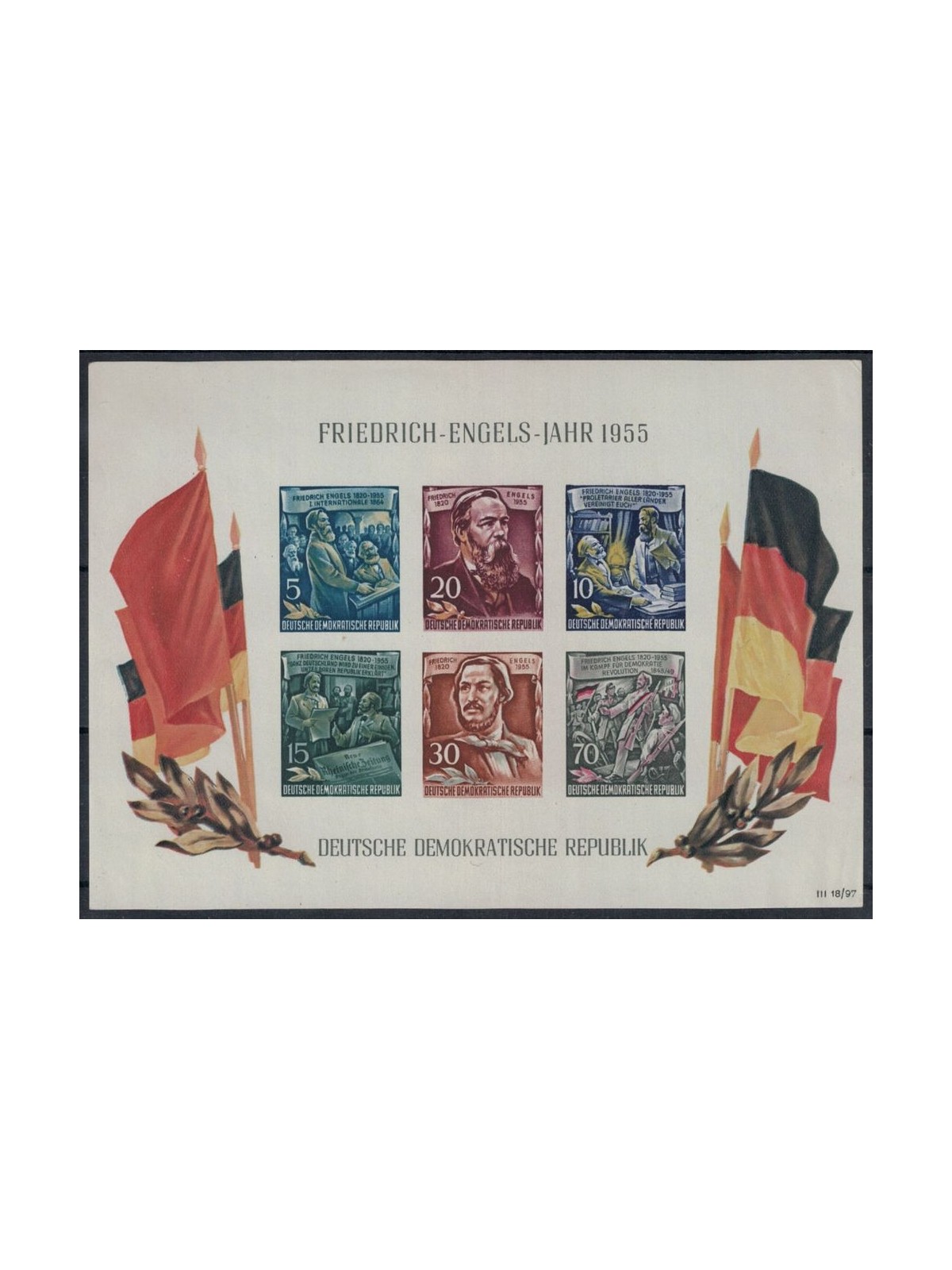 GERMANIA DDR 1955 Friedrich Engels 1 BF MNH**