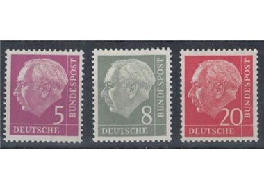GERMANIA BRD 1954 Theodor Heuss 3v MNH**