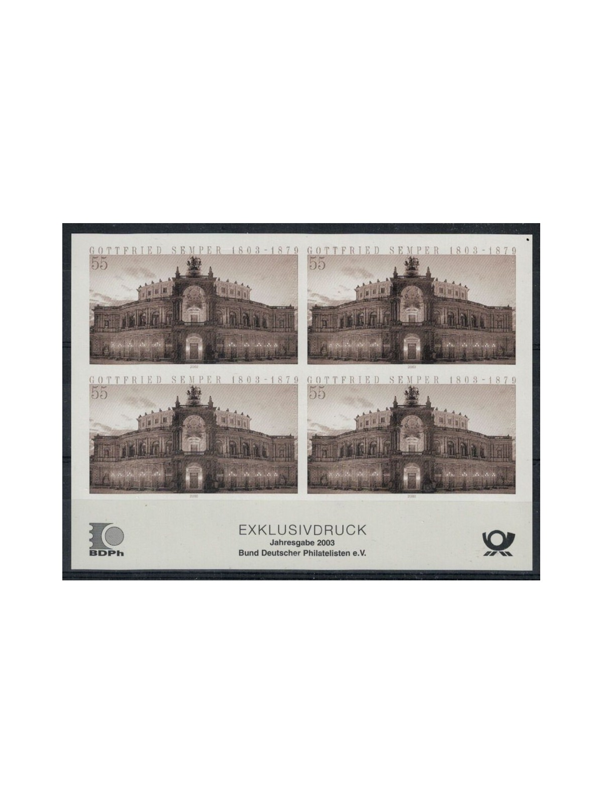 GERMANY FRG 2003 Gottfried Semper - Monochrome proof, imperforated