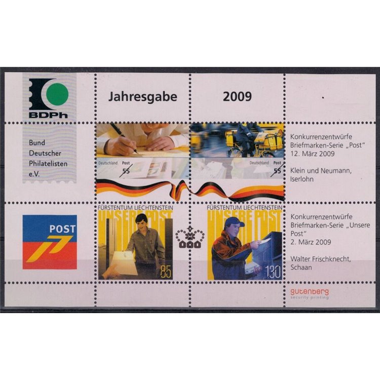 GERMANY BRD 2009 The Post Office - Joint issue with Liechtenstein, grouped