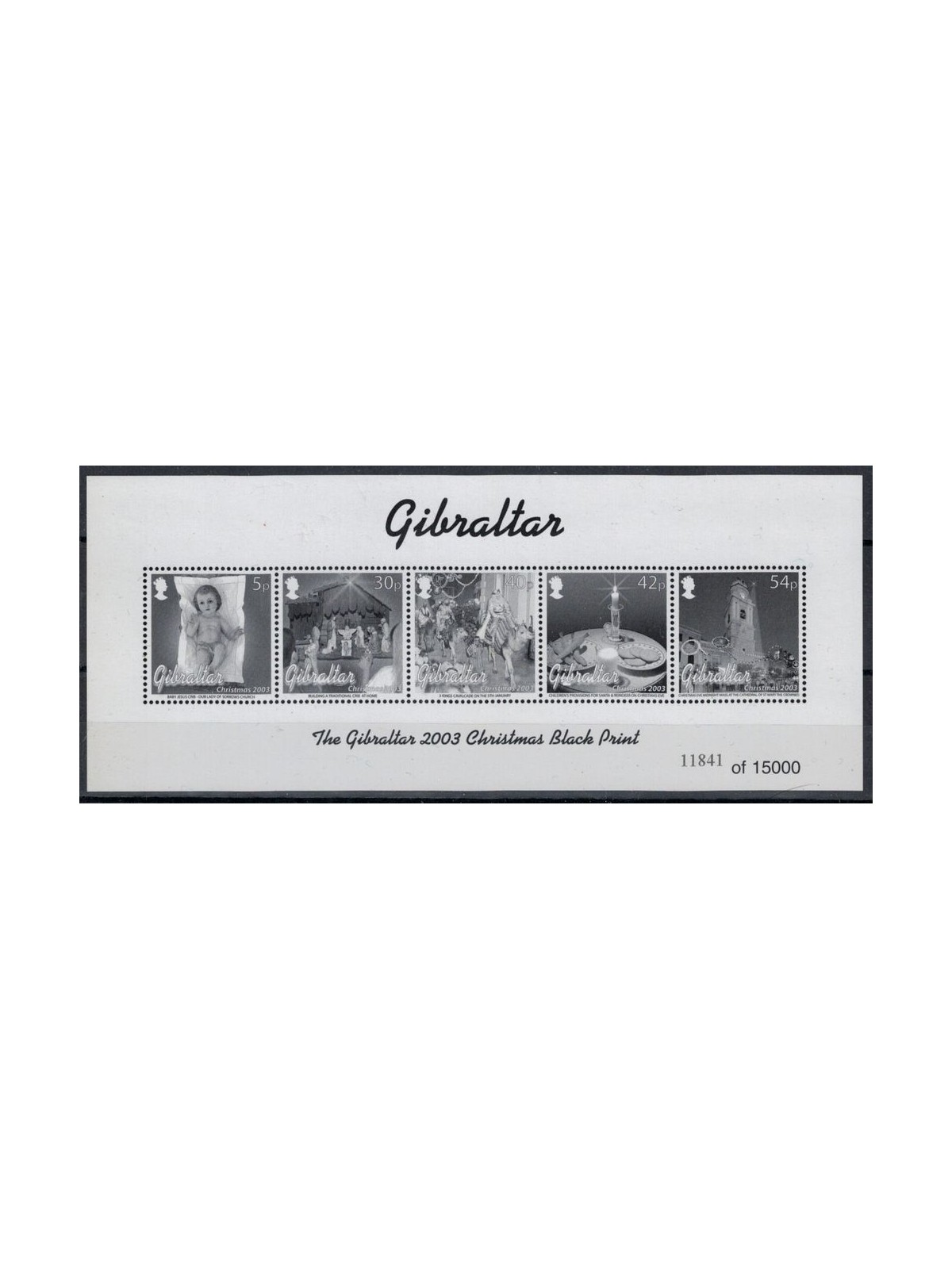 GIBILTERRA 2003 Natale - Prova in bianco e nero MNH**