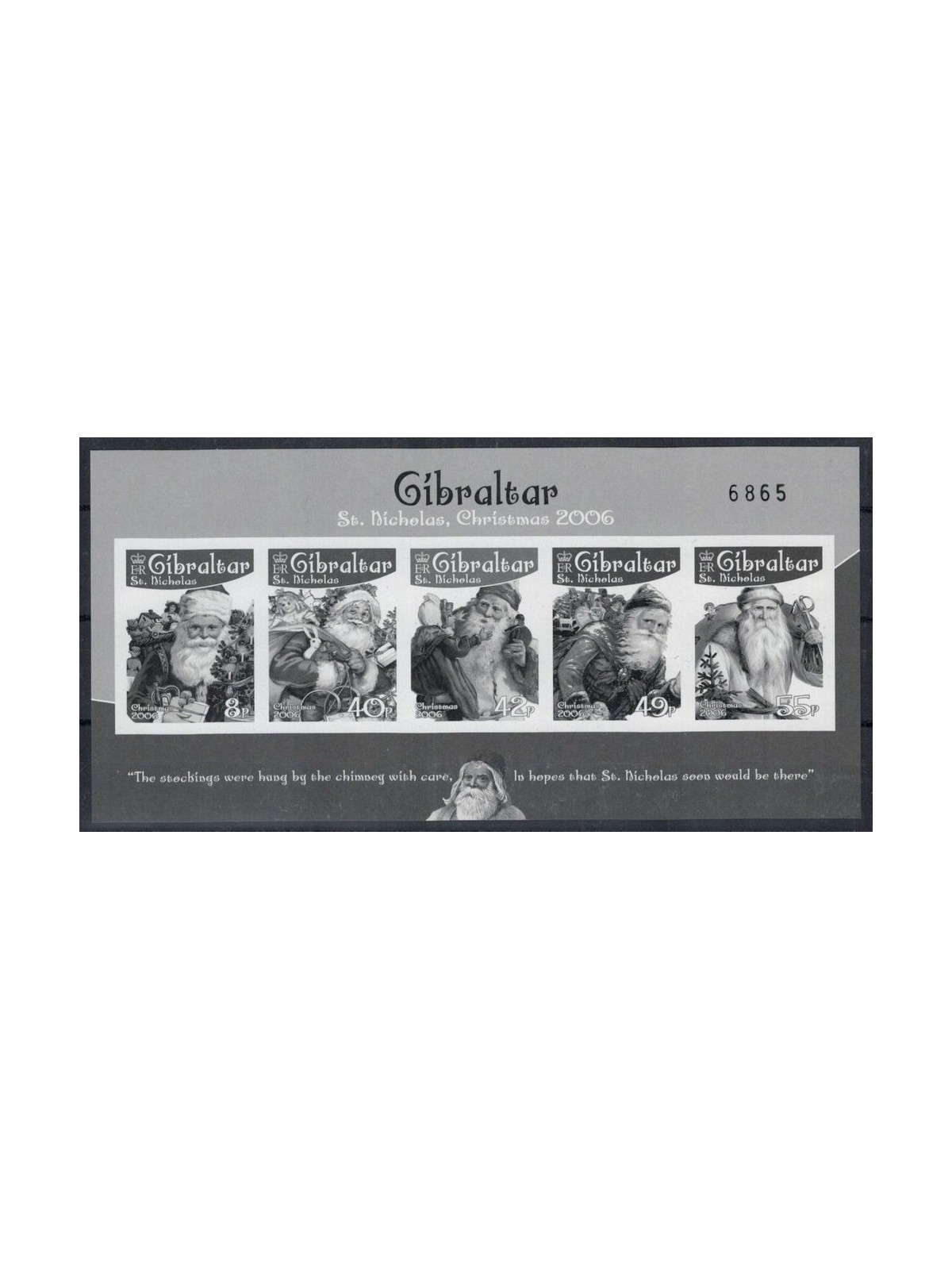 GIBILTERRA 2006 Natale - Prova in bianco e nero numerata MNH**