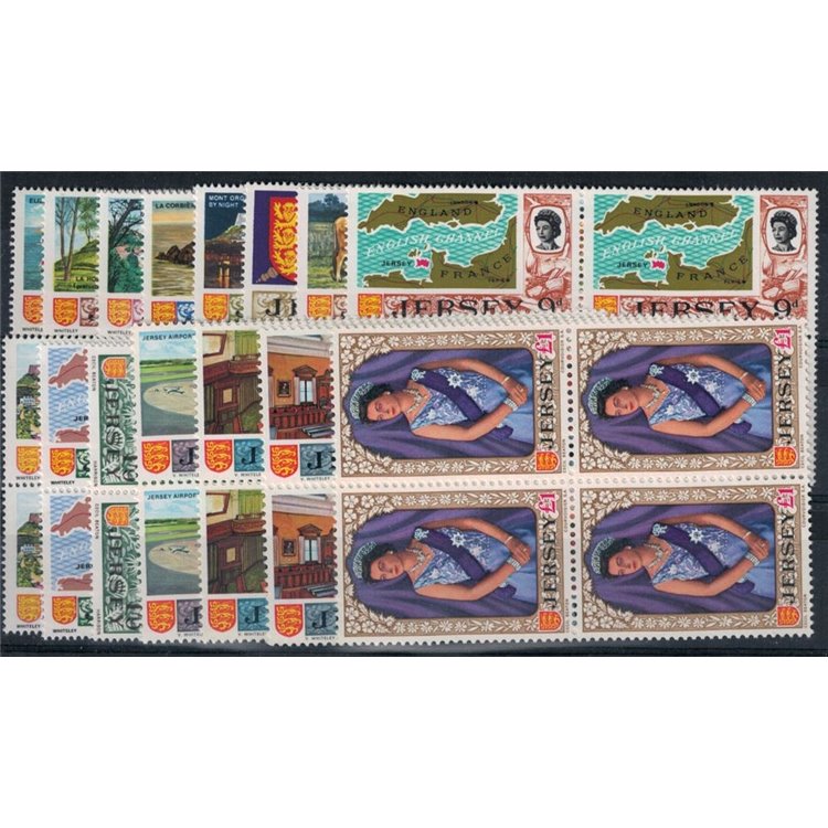 JERSEY 1969 Elisabetta II e soggetti diversi (in quartina) 15v MNH**