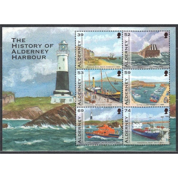 ALDERNEY 2012 Storia dei porti 1 BF MNH**