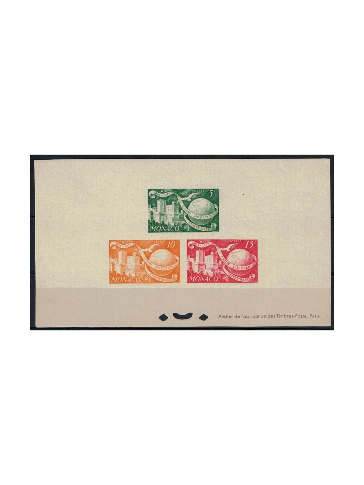 MONACO 1949 UPU anniversary imperforated 1 s/s MNH**