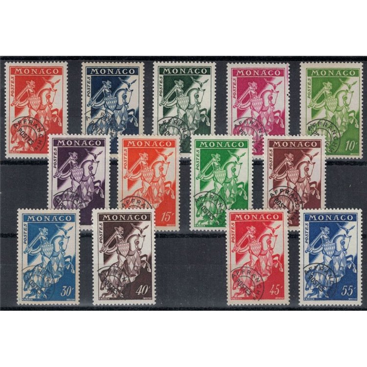 MONACO 1954-59 Pre-cancelled Cavaliere 13v MNH**