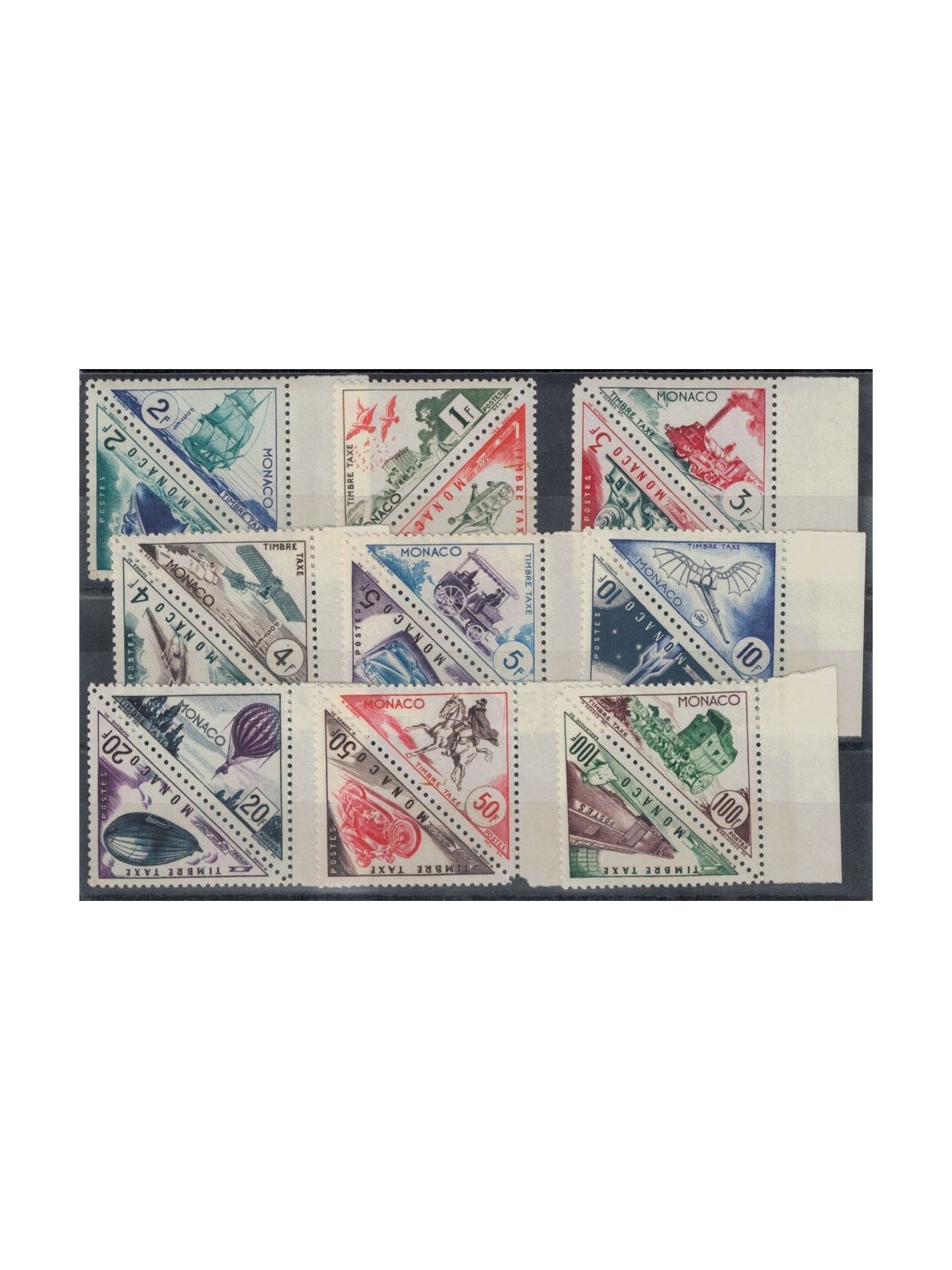 MONACO 1953 Means of transport - Tax stamps 18v MNH**