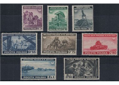 POLAND 1941 GOVERNMENT IN EXILE Various subjects 8v MNH**