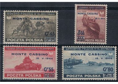 POLAND 1944 GOVERNMENT IN EXILE Monte Cassino overprint 4v MH*