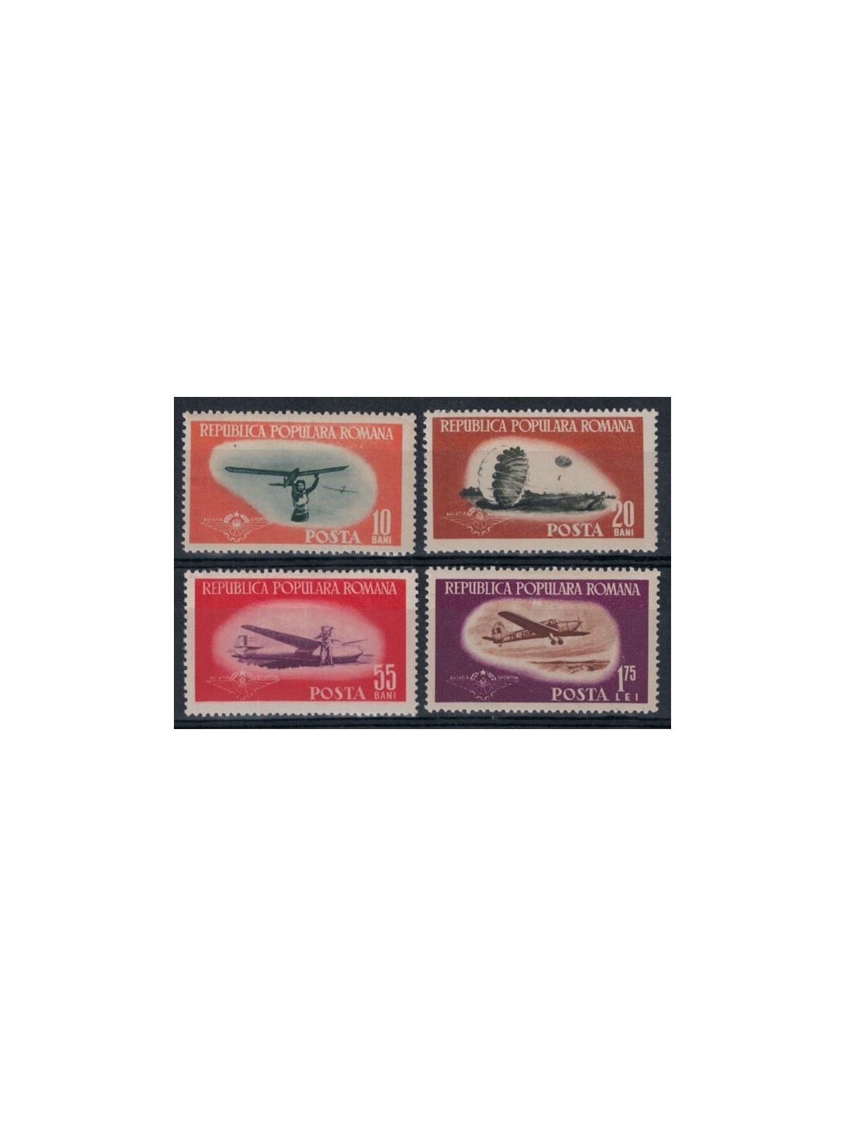 ROMANIA 1953 Aviazione sportiva 4v MH*