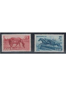 GERMANIA SARRE 1949 Giornata del cavallo 2v MNH**
