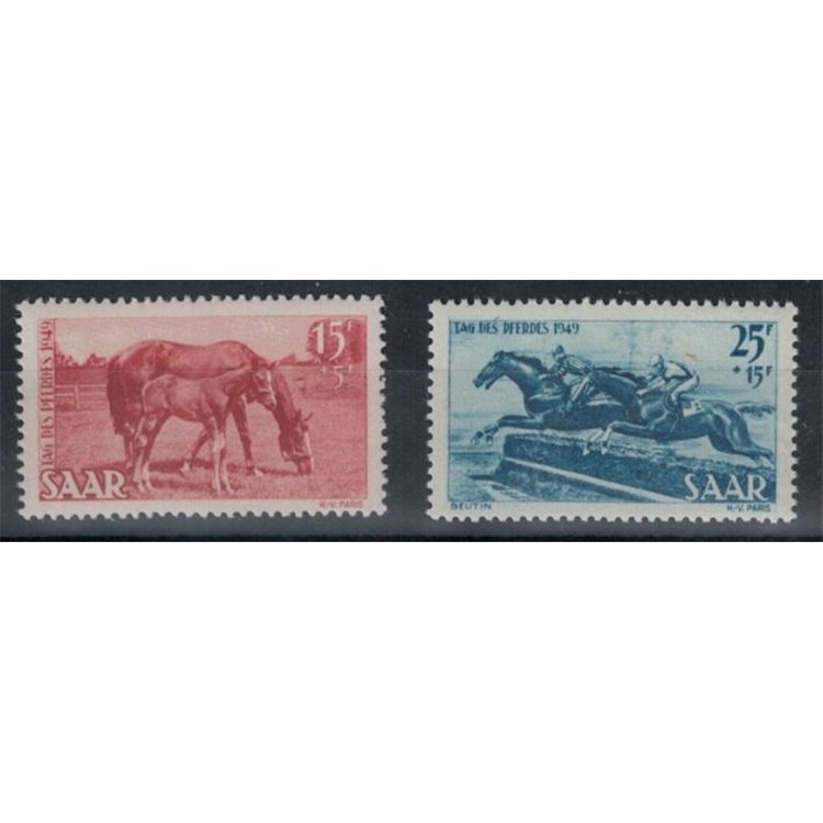 GERMANY SARRE 1949 Horse Day 2v MNH**