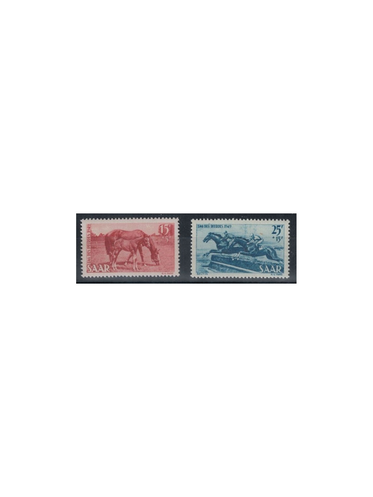 GERMANY SARRE 1949 Horse Day 2v MNH**