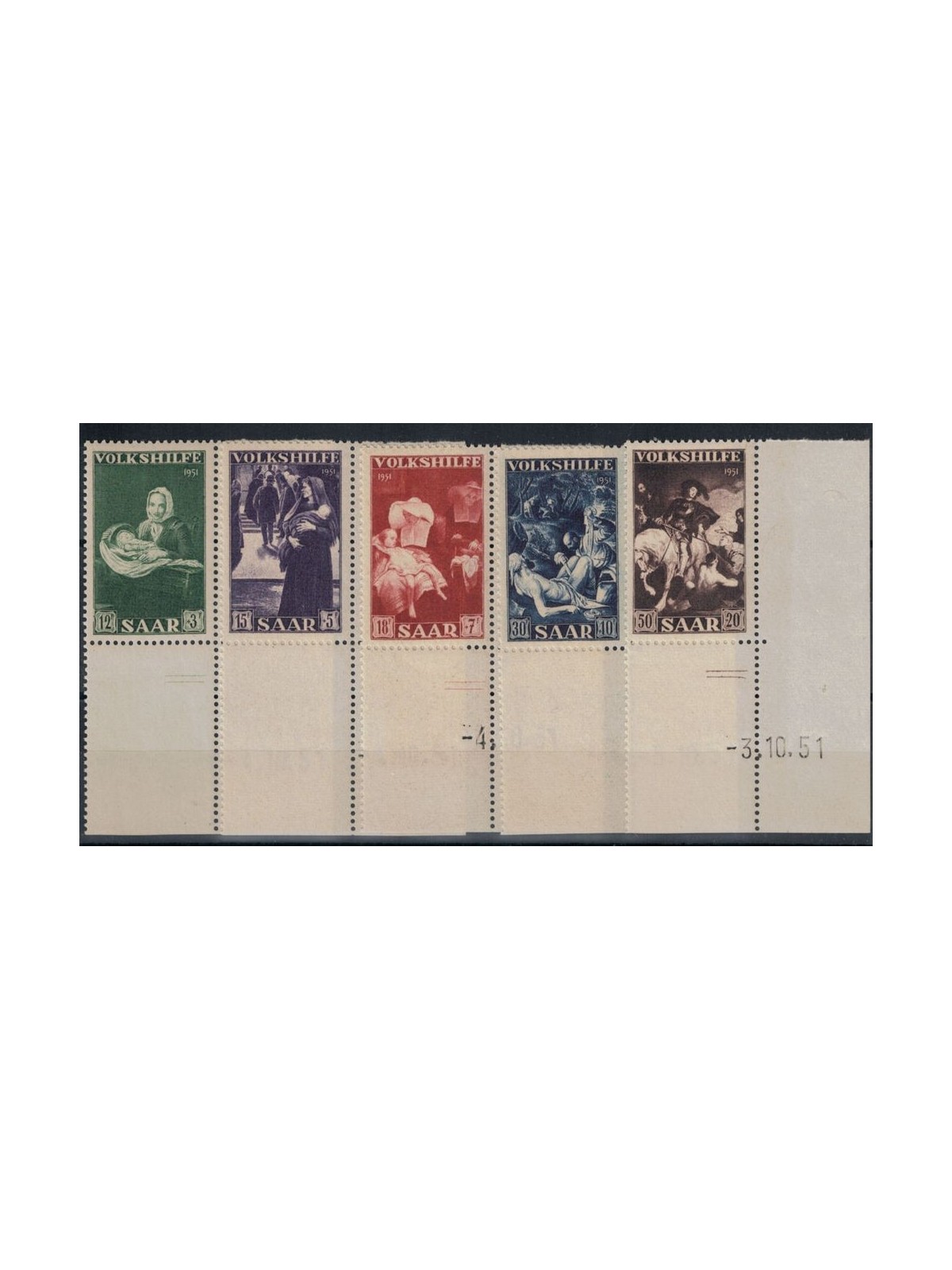 GERMANY SARRE 1951 Pro popular assistance 5v MNH**