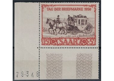 GERMANIA SARRE 1950 Giornata del francobollo - Carrozza postale 1v MNH**