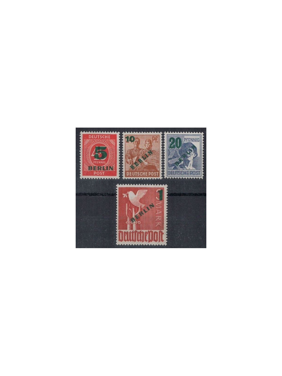 BERLIN 1949 AIS Zone stamps overprinted in green 4v MNH**