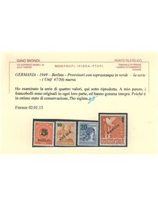 BERLINO 1949 Francobolli della Zona AIS soprast. in verde 4v MNH**