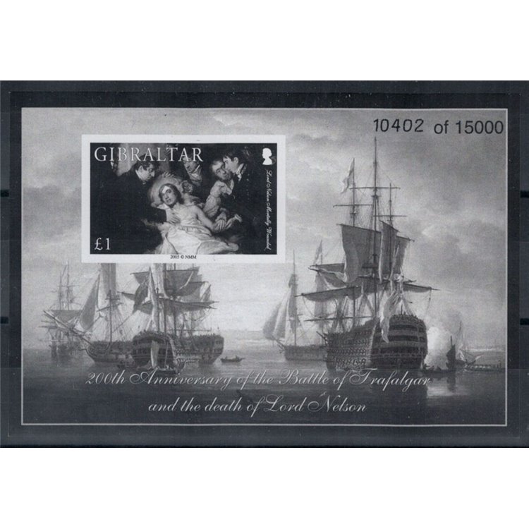 GIBRALTAR 2005 Battle of Trafalgar - Numbered black and white trial MNH**