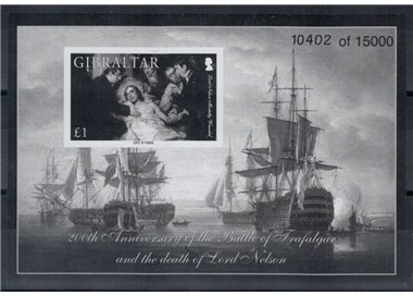 GIBILTERRA 2005 Battaglia di Trafalgar - Prova in bianco e nero numerata MNH**