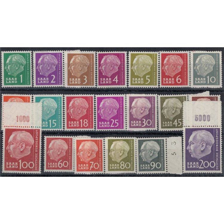 GERMANIA SARRE 1957 Effigie del presidente Heuss 20v MNH**