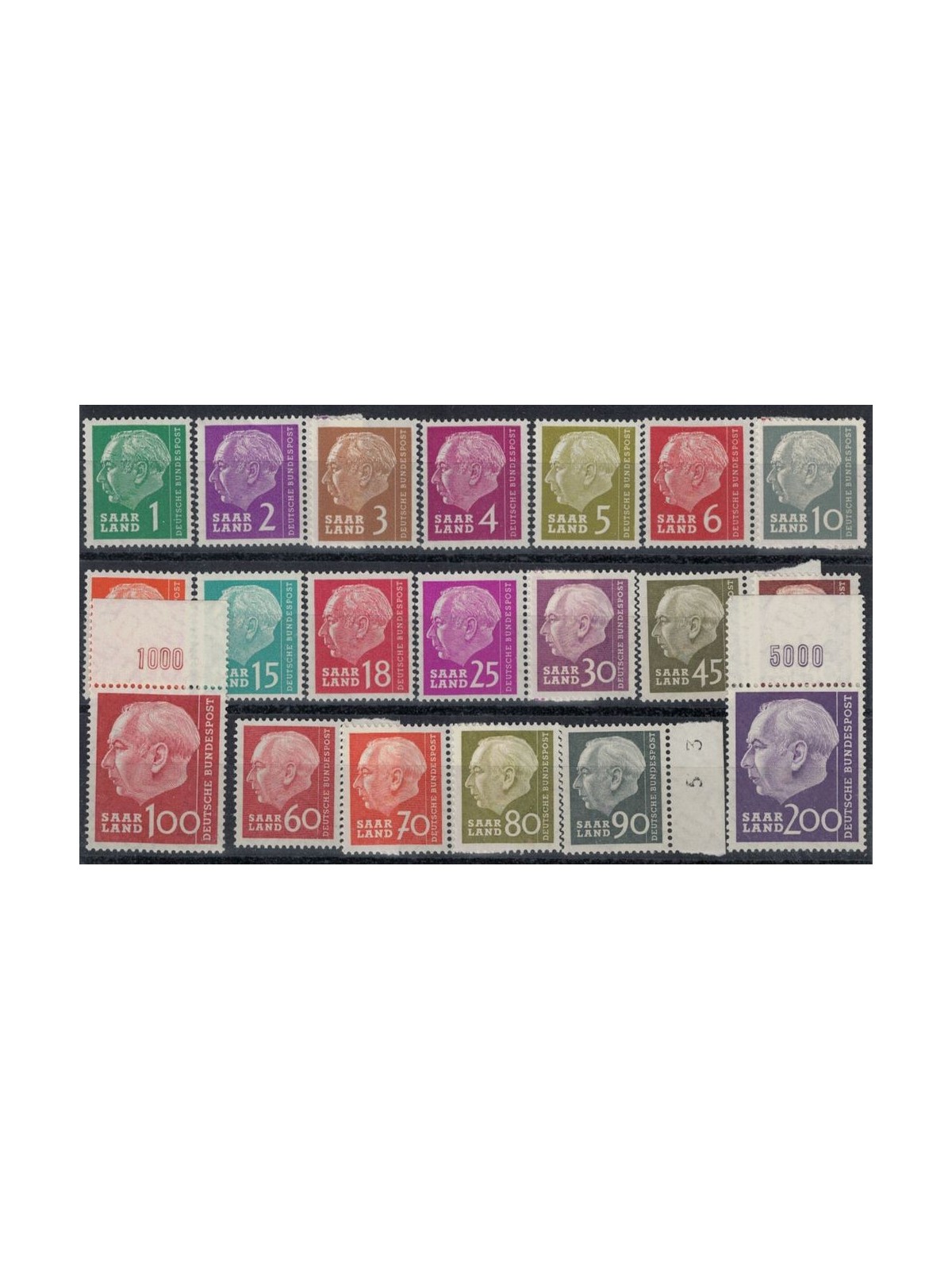 GERMANY SARRE 1957 Effigy of President Heuss 20v MNH**