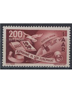 GERMANIA SARRE 1950 Consiglio d'europa, posta aerea 1v MNH**