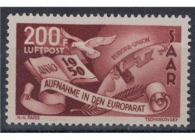 GERMANIA SARRE 1950 Consiglio d'europa, posta aerea 1v MNH**