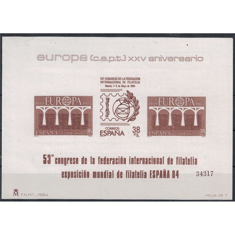 SPAIN 1984 Europe - Official trial sheet MNH**